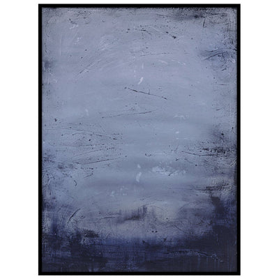 En akrylmålning som ger hemmet attityd med sin djupa blåa färgskala. Målningen har fin struktur och svart träram.